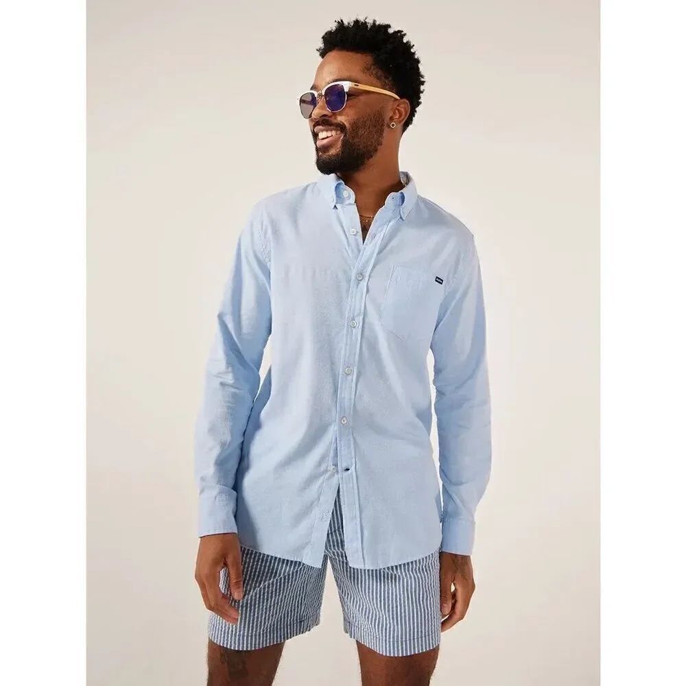 🐿️ NWT Chubbies The Buttoned Up L/S Light Blue Oxford Friday Shirt XXL *Flaw*